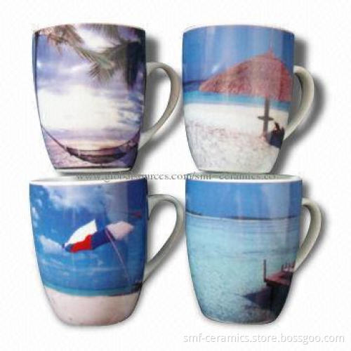 Porcelain Mugs with 12oz Capacity and Bullet Mouth, Customized Designs and Colors are Accepted